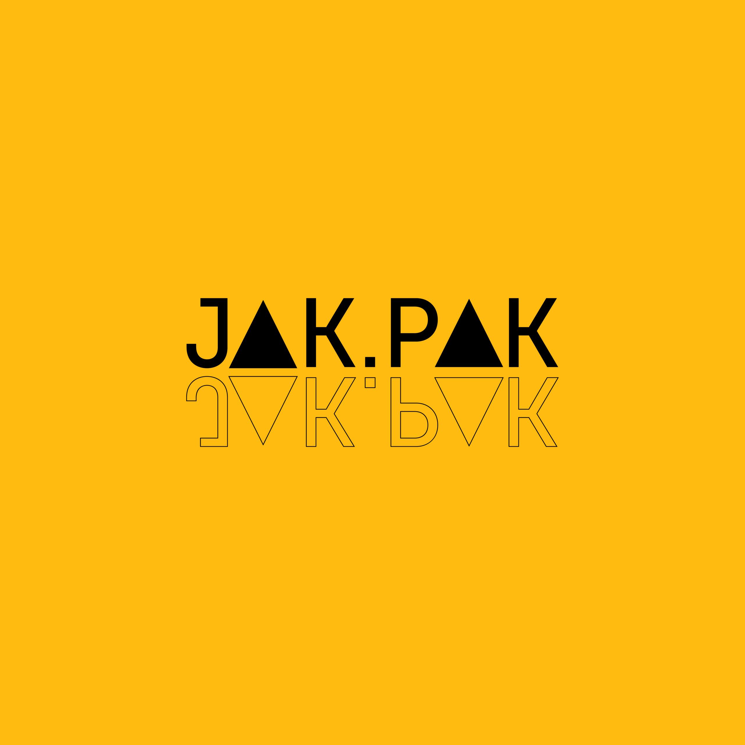JAK.PAK logo in black geometric typography on yellow background